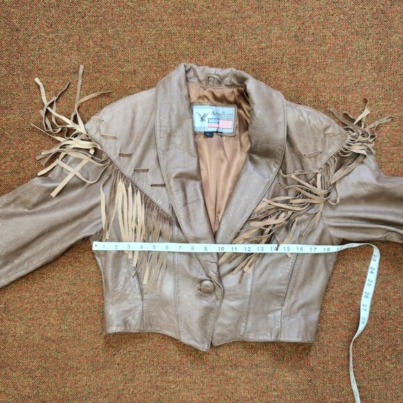 Vintage American Leather Genuine Leather Fringed Cropped Jacket - Picture 12 of 13
